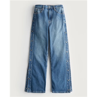SOCIAL TOURIST HIGHEST RISE SIDE-SNAP EXTREME BAGGY JEANS