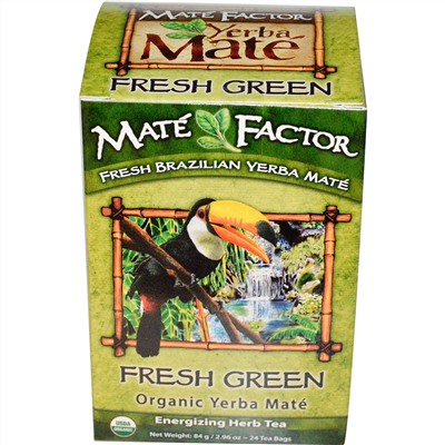 Mate Factor, Органический Yerba Mate, свежий зеленый чай 24 чайных пакетиков, 2.96 унции (84 г)