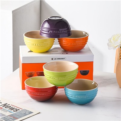 набор десертных чашек цвета радуги бытовая керамическая посуда миска для рисового супа с лапшой подарочная коробка
