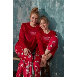 Farya Home Luxury Velvet Fransız Kadife Desenli Anne Kız Çocuk Kombin Pijama Takımı FHD13304ARC76P
