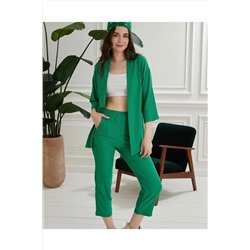 ZDABOUTİQUE Yeşil Cepli Pantolon Kimono Takım 6543577