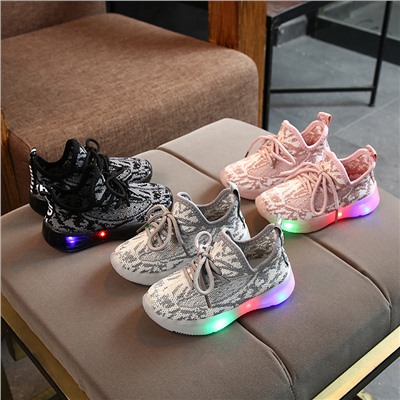 2020 весна и осень новая детская светодиодная яркая дышащая обувь для девочек для мальчиков летающие тканые светящиеся кроссовки Детская обувь
