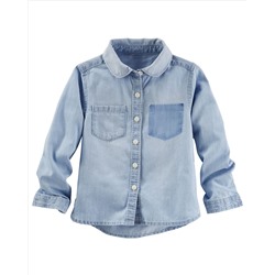 Removed Pocket Chambray Top
