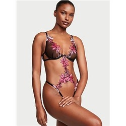 Ziggy Glam Floral Embroidery Unlined Cutout Teddy