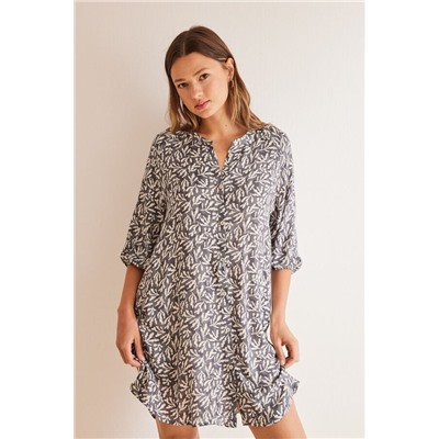 Camisola midi gris estampado algas