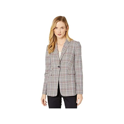 Tommy Hilfiger Plaid One-Button Jacket with Flap Pockets