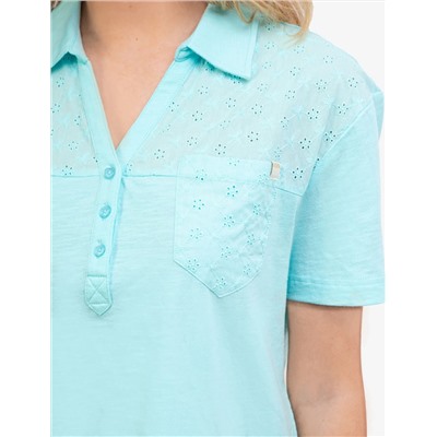 SHORT SLEEVE EYELET POLO SHIRT WITH POCKET