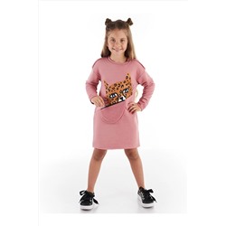 Mushi Leopar Cepli Kalın Pembe Kız Çocuk Elbise MS-21S1-028