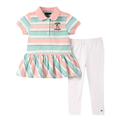 Blue & Pink Stripe Polo & Skirt - Toddler Tommy Hilfiger