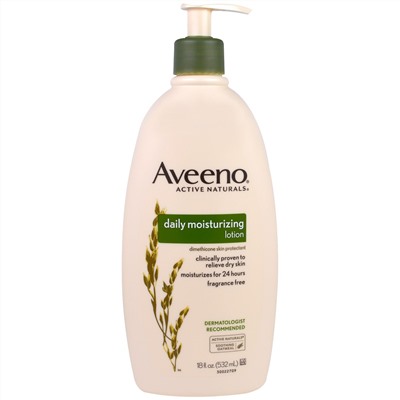 Aveeno, Active Naturals, Увлажняющий лосьон для ежедневного применения, без ароматизаторов, 18 жидких унций (532 мл)