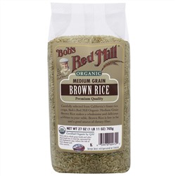 Bob's Red Mill, Органический, среднезерновой коричневый рис, 27 унций (765 г)