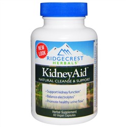 RidgeCrest Herbals, Препарат для почек Kidney Aid, 60 растительных капсул