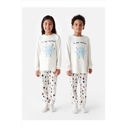 Penti Uniseks Çocuk Hugfriends Beyaz Pijama Takımı PNZVNA9223SK-WT8