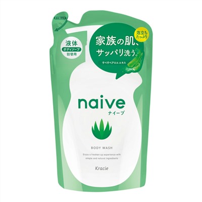 Мыло жидкое для тела KRACIE Naive с экстрактом алоэ мягкая упаковка 380 мл