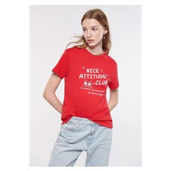 Mavi Nice Attitude Baskılı Kırmızı Tişört Regular Fit / Normal Kesim 1611256-70471