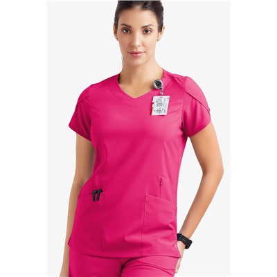 Easy STRETCH Daisy Women's 4-Pocket V-Neck Scrub Top with Petal Sleeves