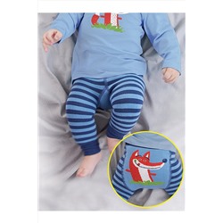 DenokidsTilki Erkek Bebek Örme Mavi Tayt-Pantolon