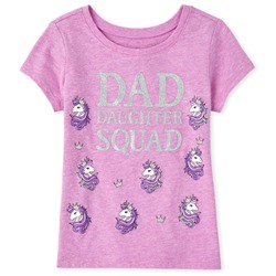 Baby And Toddler Girls Glitter Dad Squad Graphic Tee