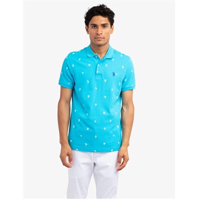 PALM PRINT PIQUE POLO SHIRT