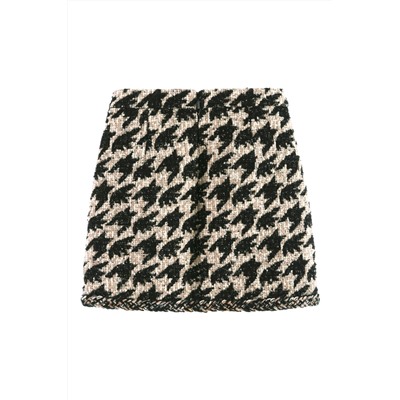 Minifalda de lana de tiro alto Negro y marrón