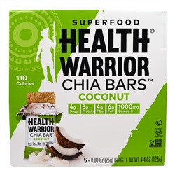 Health Warrior, Inc., Superfood батончики Chia, кокос, 5 батончиков, 0.88 унций (25 г)