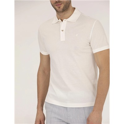 Beyaz Slim Fit Polo Yaka Merserize Tişört