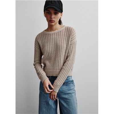 OPEN STITCH CREW NECK SWEATER