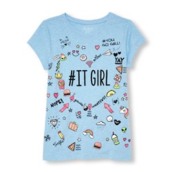 Girls Short Sleeve 'ITGIRL' Doodle Graphic Tee