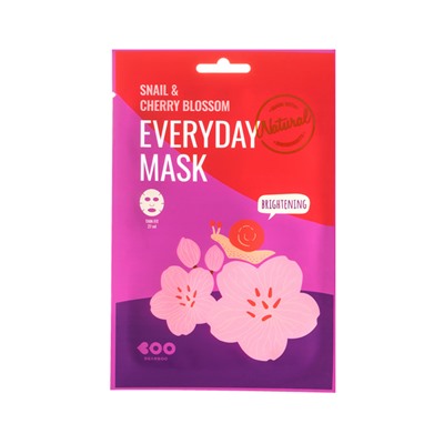 Snail & Cherry Blossom Everyday Mask (10ea), Осветляющая маска с муцином улитки и экстрактом сакуры