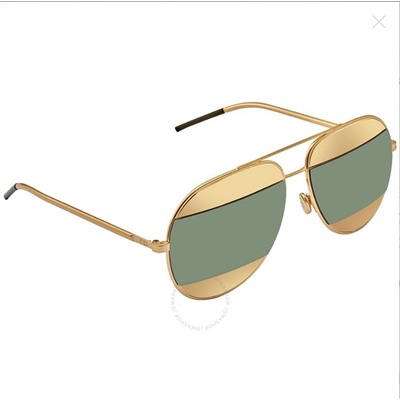 Dior Split Gold, Green Mirror Aviator Sunglasses DIORSPLIT1 50000000