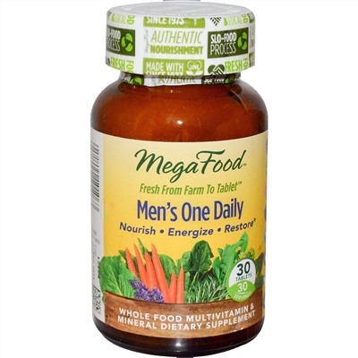 MegaFood, Мультивитамины и минералы для мужчин, без железа, 30 таблеток