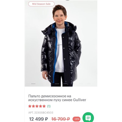 Стеганое демисезонное пальто на искусственном пуху  ☄️ GULLIVE*R ☄️ Цена в России с макс. скидкой была 12500₽