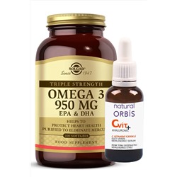 Solgar Omega 3 950 Mg 50 Kapsül (VİTAMİN C SERUM 30 ML HEDİYELİ) hızlıgeldi002062