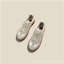 Немецкие кроссовки маленькие белые кожаные повседневные туфли на шнуровке с плоским дном ретро универсальная спортивная обувь для женщин и мужчин