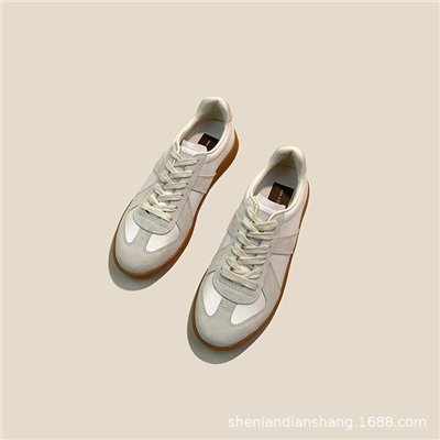 Немецкие кроссовки маленькие белые кожаные повседневные туфли на шнуровке с плоским дном ретро универсальная спортивная обувь для женщин и мужчин