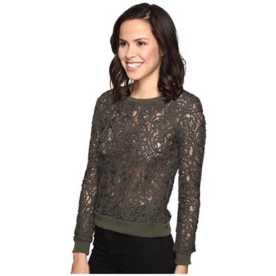 Lace Long Sleeve Textured Top