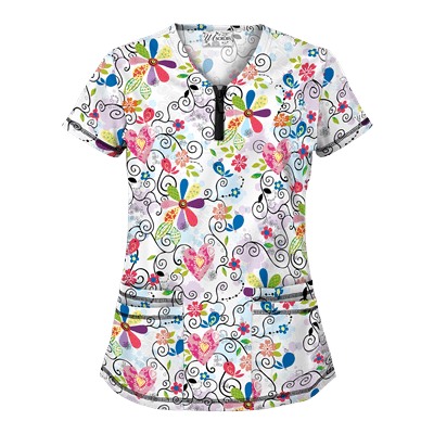 UA Song From the Heart Black Print Scrub Top