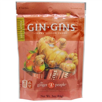 The Ginger People, Gin·Gins, жевательное имбирное печенье, пряное яблоко, 3 унции (84 г)