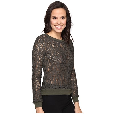 Lace Long Sleeve Textured Top