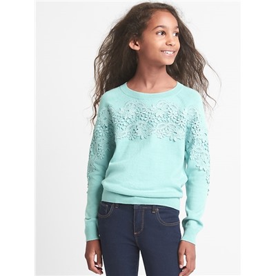 Floral lace raglan sweater