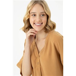 Kadın Camel Kısa Kollu Gömlek