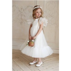 Da&Mira Kız Çocuk Beyaz Tasarım Elbise BY1010
