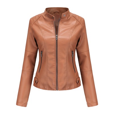 Женская приталенная куртка, тонкая женская мотоциклетная куртка,  стоячим воротником, доставка по Amazon