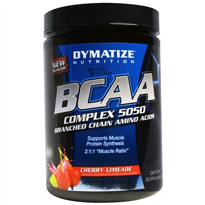 Dymatize Nutrition, БЦАА комплекс 5050, аминокислоты с разветвленной цепью, вишневый лаймад, 10,6 унций (300 г)