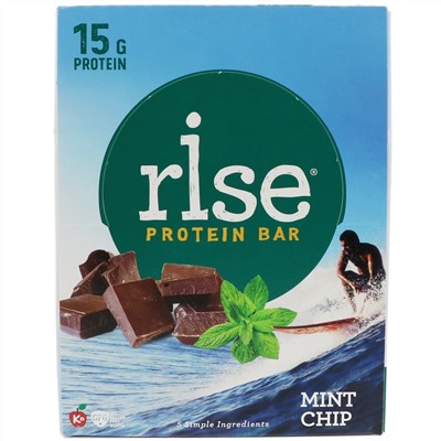 Rise Bar, Рисовый Протеиновый Батончик, Мятный Чип, 12 штук, по 2,1 унции (60 г) каждый