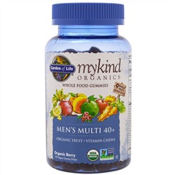 Garden of Life, Mykind Organics, мужской мульти 40+, органические ягоды, 120 жевательных драже