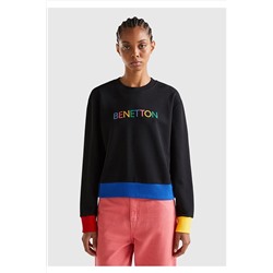 United Colors of Benetton Kadın Mix %100 Koton Rahat Kalıp Benetton Yazılı Sweatshirt Siyah Mix 123A3J68D104C