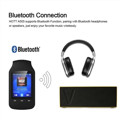 HONGYU Portable Bluetooth MP3 player 8GB Clip Sport music player with FM Radio Voice recording Pedometer Independent Volume Control and Support Micro SD Card (black)