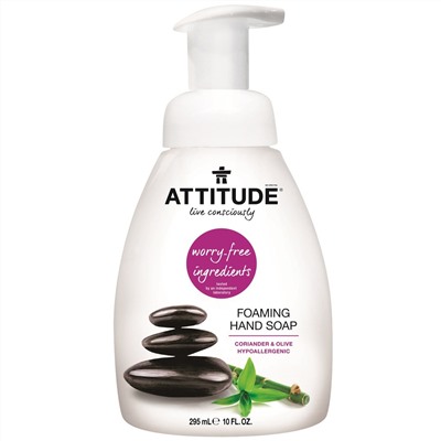 ATTITUDE, Пенистое мыло для рук, кориандр и олива, 10 жидких унций (295 мл)