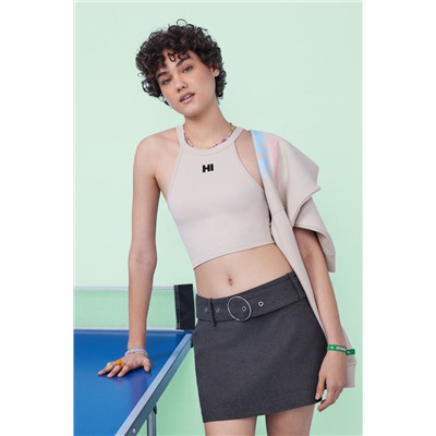 Crop top halter seamless gris